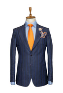 BLUE PINSTRIPE ON NAVY LINEN SUIT