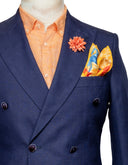 NAVY BLUE LINEN DOUBLE BREASTED SPORT COAT