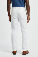 WHITE COTTON-LINEN BLEND TROUSERS
