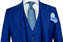 ROYAL BLUE RED PIPING 3 PIECE SUIT