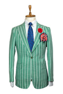 WHITE PINSTRIPE MINT GREEN LINEN SUIT