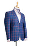 NAVY BLUE RED PLAID SPORT COAT