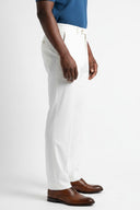 WHITE COTTON-LINEN BLEND TROUSERS