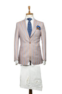 AQUA PINSTRIPE BEIGE LINEN SUIT